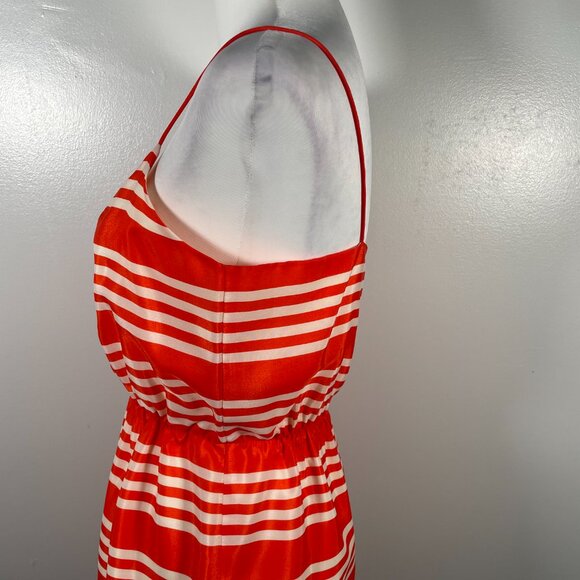 J Crew Orange White Striped Scoop Neck Sleeveless Elastic Waist Dress Size 4 - Picture 8 of 16
